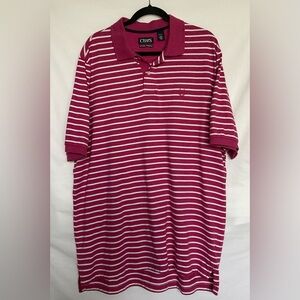 Chaps Pink and White Polo Shirt with Classic Stripes